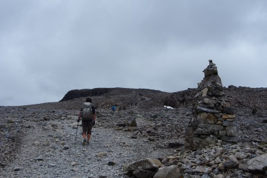 Large cairns adorn the summit path