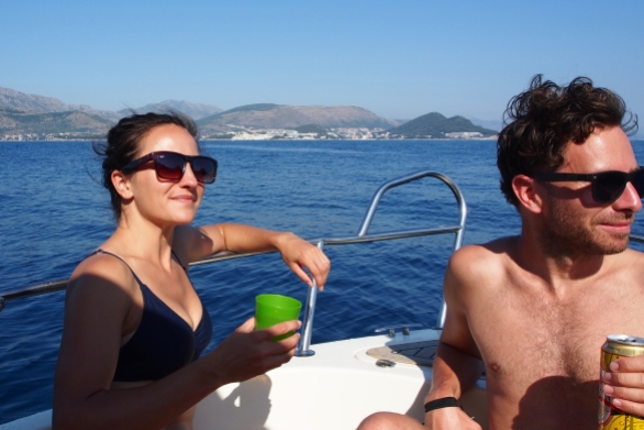 Sun + wine + friends + boat = win
