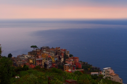 Sunset run above Corniglia of the Cinque Terre, Italy