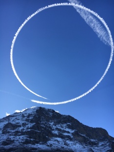 While hiking, we saw a plane put a big 'ol halo right on top of the Eiger #pilotbucketlist